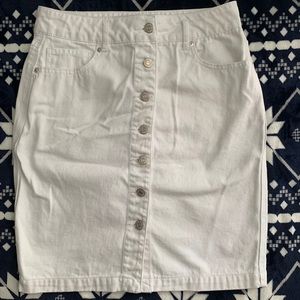 White high waisted jean button skirt